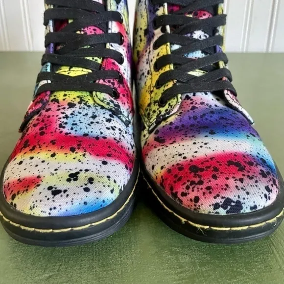 Dr. Martens HACKNEY Splatter Print Rainbow Canvas Boots