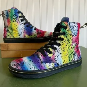 Dr. Martens HACKNEY Splatter Print Rainbow Canvas Boots