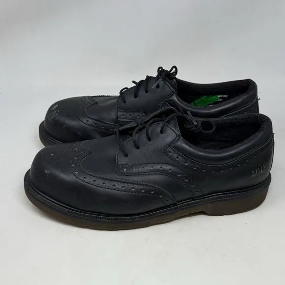 Dr. Martens Industrial Steel Toe Shoe Mens 11 Black Leather Wingtip England Made