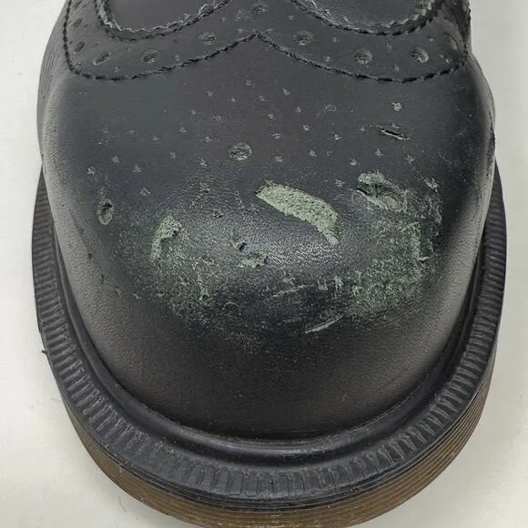 Dr. Martens Industrial Steel Toe Shoe Mens 11 Black Leather Wingtip England Made