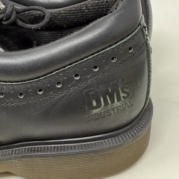 Dr. Martens Industrial Steel Toe Shoe Mens 11 Black Leather Wingtip England Made