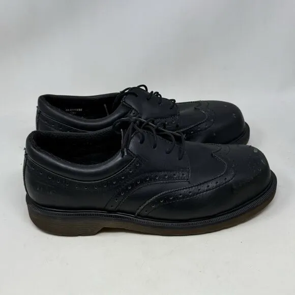 Dr. Martens Industrial Steel Toe Shoe Mens 11 Black Leather Wingtip England Made