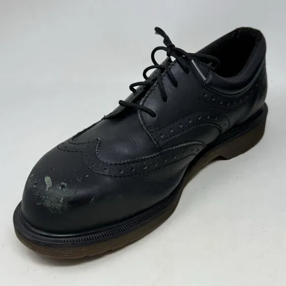 Dr. Martens Industrial Steel Toe Shoe Mens 11 Black Leather Wingtip England Made