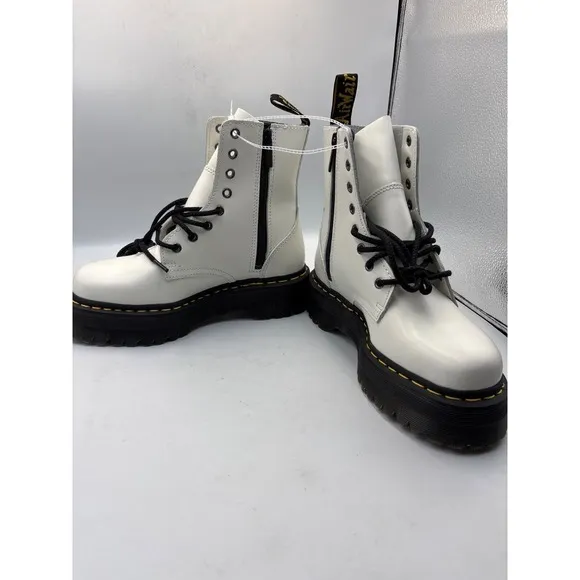 Dr MARTENS Jadon AW004 Platform White Leather Boots  US Women Size 7 NEW