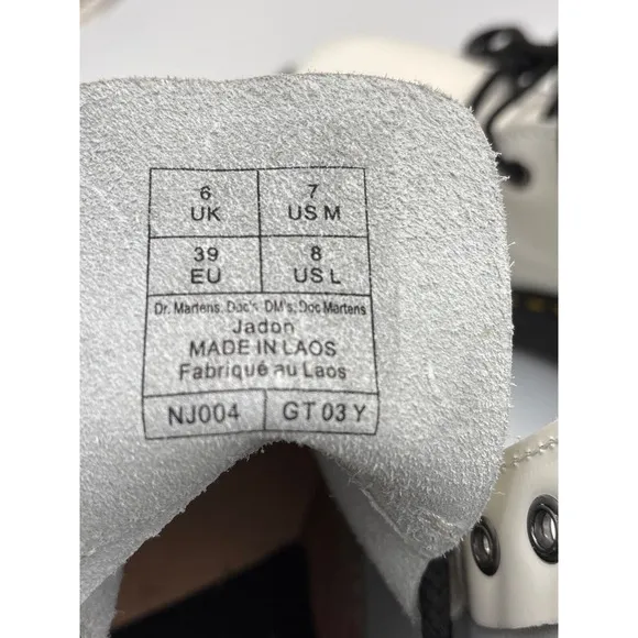 Dr MARTENS Jadon AW004 Platform White Leather Boots  US Women Size 7 NEW
