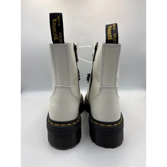 Dr MARTENS Jadon AW004 Platform White Leather Boots  US Women Size 7 NEW