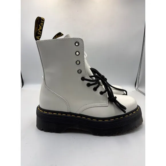 Dr MARTENS Jadon AW004 Platform White Leather Boots  US Women Size 7 NEW