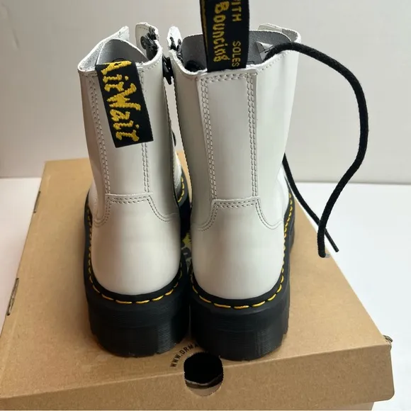 Dr. Martens Jadon White Boot Smooth Leather Platforms US Men 9 Women Size 10 NEW