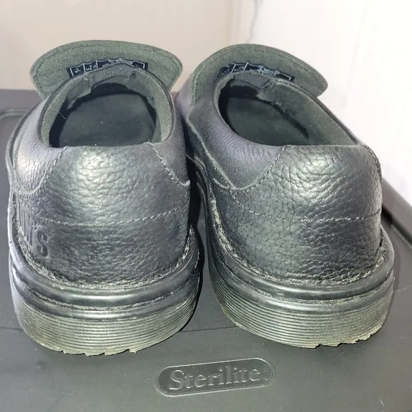 Dr. Martens Norfolk Black Leather Slip On Slip Resistant Shoes Men Sz 7 Ladies 8