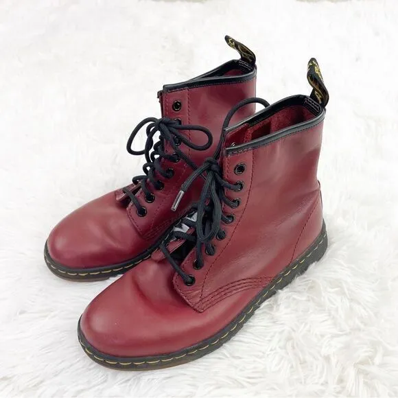 Dr. Martens Pascal Red Leather Lace Up High Top Boots