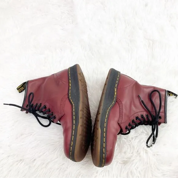 Dr. Martens Pascal Red Leather Lace Up High Top Boots