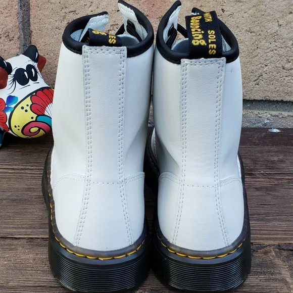 Dr Martens Size 6 Women White Patent Leather Combat Boots Zavala AW004