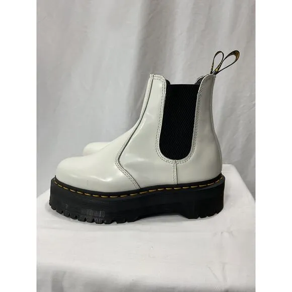 Dr. Martens Smooth Leather White Platform Chelsea Boots Size 7