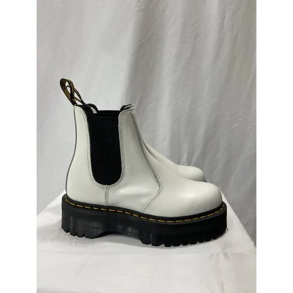 Dr. Martens Smooth Leather White Platform Chelsea Boots Size 7
