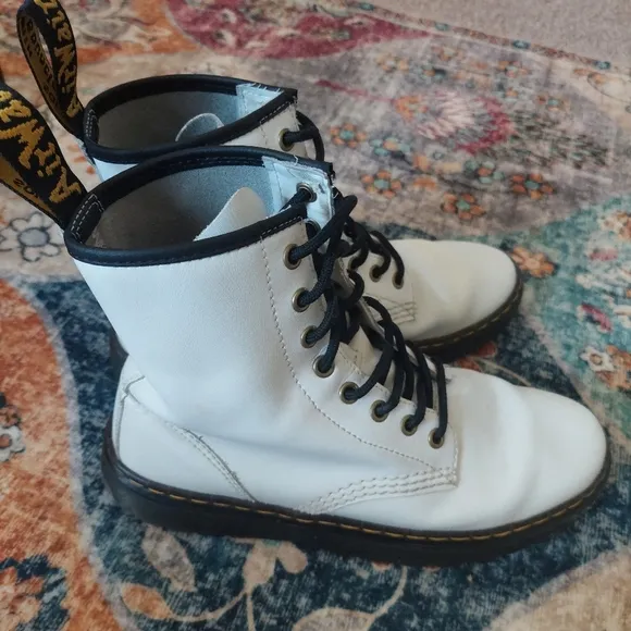 Dr. Martens Zavala White Combat Boots Size W8