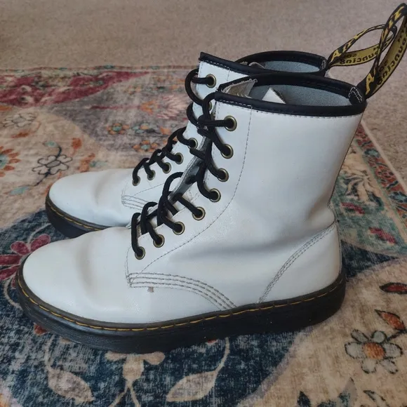 Dr. Martens Zavala White Combat Boots Size W8