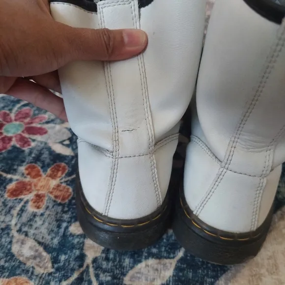 Dr. Martens Zavala White Combat Boots Size W8
