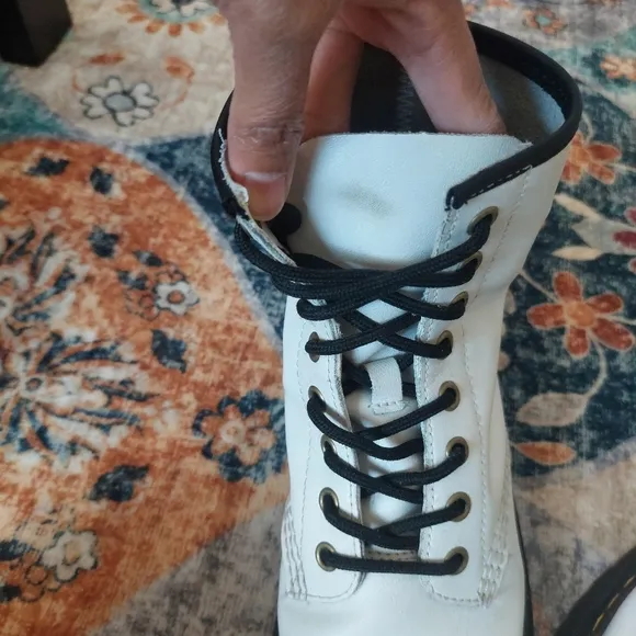 Dr. Martens Zavala White Combat Boots Size W8