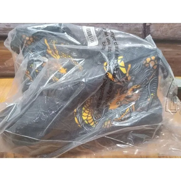 Dragon Pattern Canvas Shoes Comfy Non-Slip Breathable Sneakers Unisex 8.5 Black