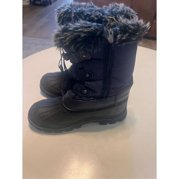Dream Pairs Thinsulate Snow Boots Women's 6 Navy Blue Faux Fur Lined Warm Winter