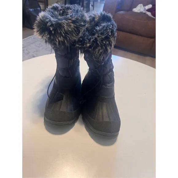 Dream Pairs Thinsulate Snow Boots Women's 6 Navy Blue Faux Fur Lined Warm Winter