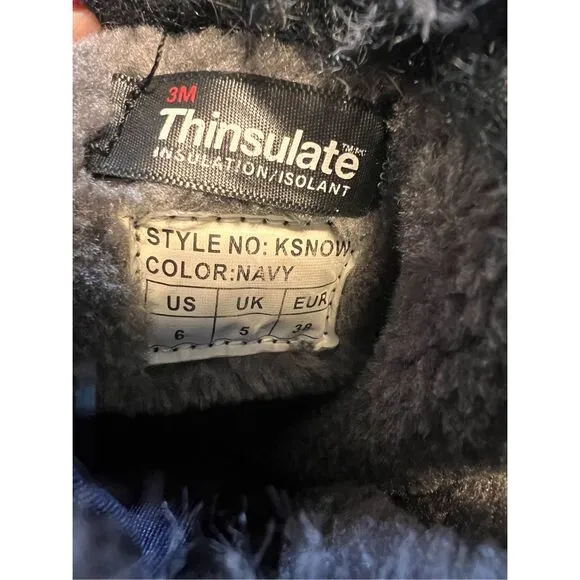 Dream Pairs Thinsulate Snow Boots Women's 6 Navy Blue Faux Fur Lined Warm Winter
