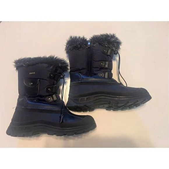 Dream Pairs Thinsulate Snow Boots Women's 6 Navy Blue Faux Fur Lined Warm Winter