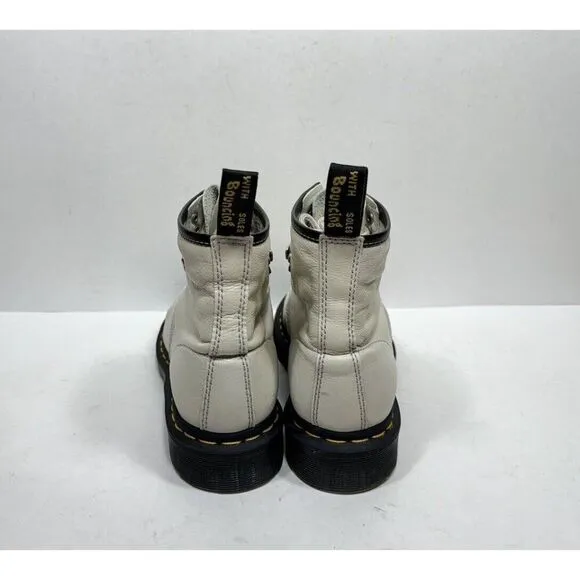 Dr. Martens 101 Hardware Virginia Leather Ankle Boots Bone Women’s Size 9