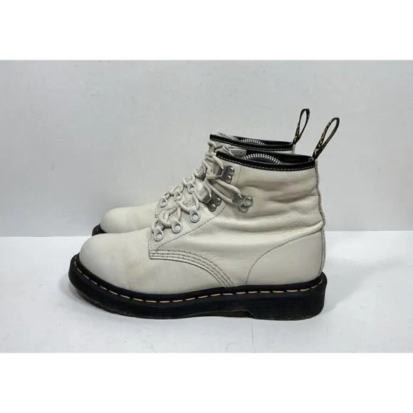 Dr. Martens 101 Hardware Virginia Leather Ankle Boots Bone Women’s Size 9