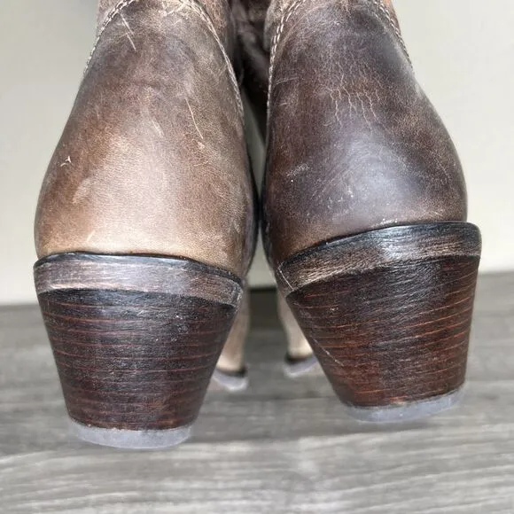 Durango Crush Women Brown Leather Slouch Western Boots 8.5M Distressed RD3494