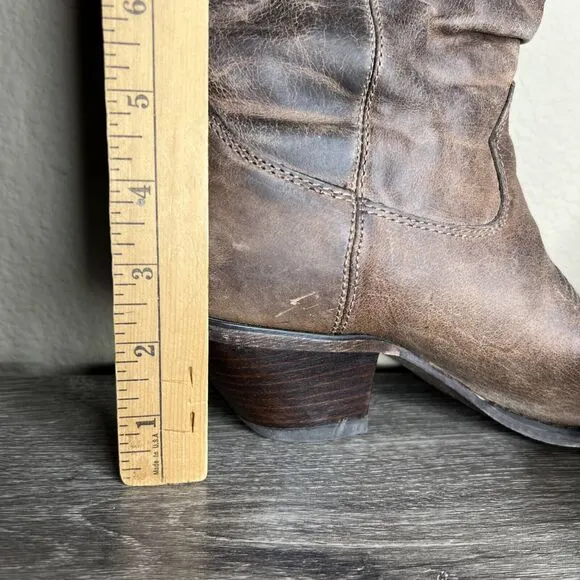 Durango Crush Women Brown Leather Slouch Western Boots 8.5M Distressed RD3494