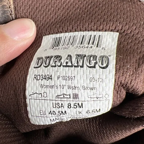 Durango Crush Women Brown Leather Slouch Western Boots 8.5M Distressed RD3494