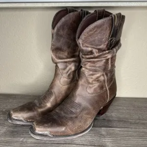Durango Crush Women Brown Leather Slouch Western Boots 8.5M Distressed RD3494