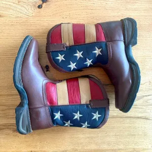 Durango‎ Stars and Stripes Red White Blue Kids 8” Boots Leather Men’s 5 Preloved