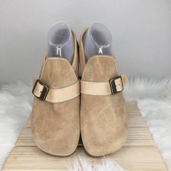 Earth Shoe Kalso Negative Heel Tan Suede Leather Slip On Loafers Size 12.5