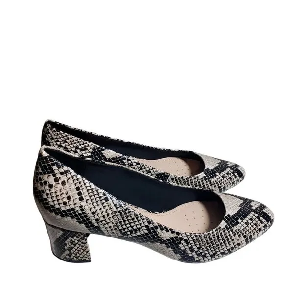 Easy Spirit Women Snake Print Almond Toe Slip On Leather Pump Heels Shoes Sz 10M
