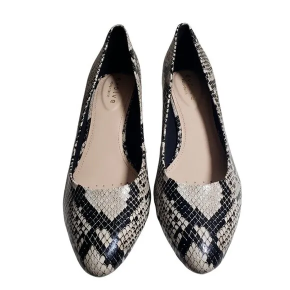 Easy Spirit Women Snake Print Almond Toe Slip On Leather Pump Heels Shoes Sz 10M