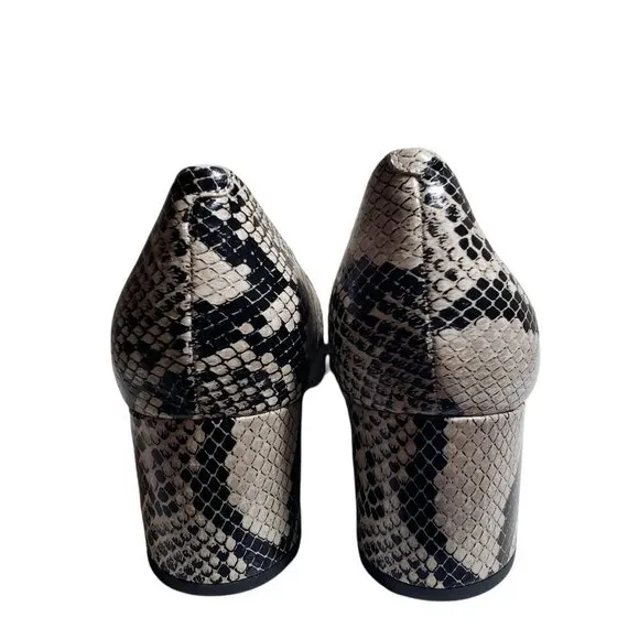 Easy Spirit Women Snake Print Almond Toe Slip On Leather Pump Heels Shoes Sz 10M