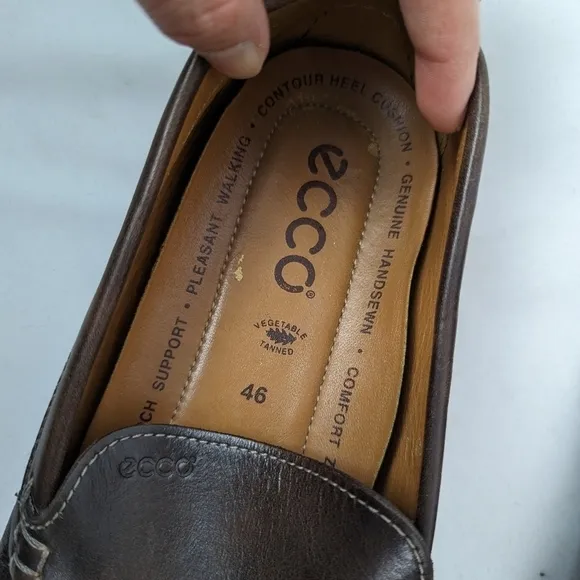 ECCO 46/12-12.5 Classic Moccasin 2.0 Slip On Shoes Loafers Coffee Brown Leather