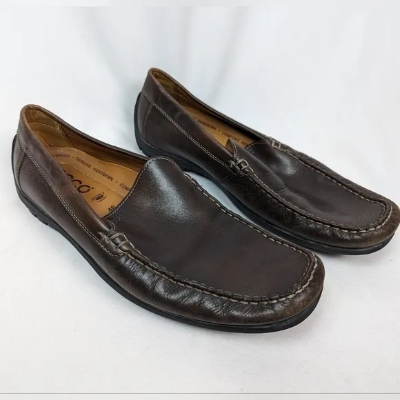 ECCO 46/12-12.5 Classic Moccasin 2.0 Slip On Shoes Loafers Coffee Brown Leather