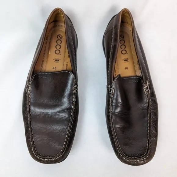 ECCO 46/12-12.5 Classic Moccasin 2.0 Slip On Shoes Loafers Coffee Brown Leather