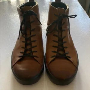 ECCO Danish Design Men’s Lace Up Soft Smooth Brown Leather Boots Size 44