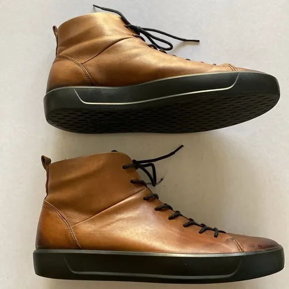 ECCO Danish Design Men’s Lace Up Soft Smooth Brown Leather Boots Size 44