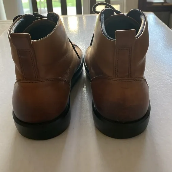 ECCO Danish Design Men’s Lace Up Soft Smooth Brown Leather Boots Size 44
