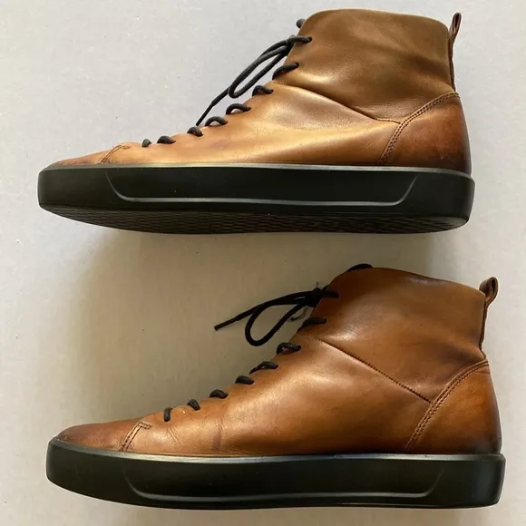 ECCO Danish Design Men’s Lace Up Soft Smooth Brown Leather Boots Size 44
