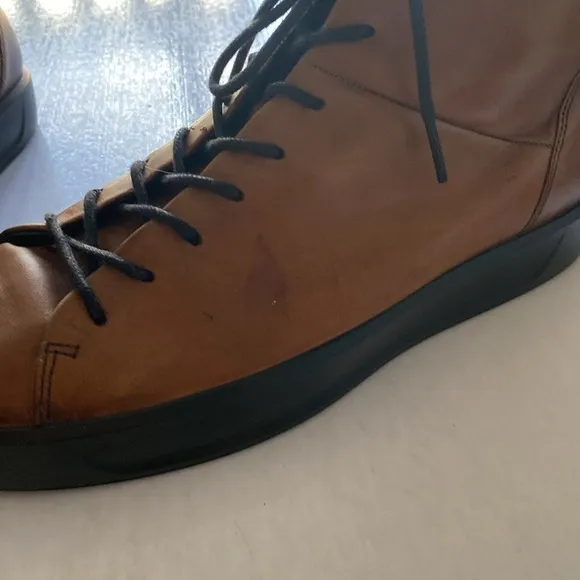 ECCO Danish Design Men’s Lace Up Soft Smooth Brown Leather Boots Size 44