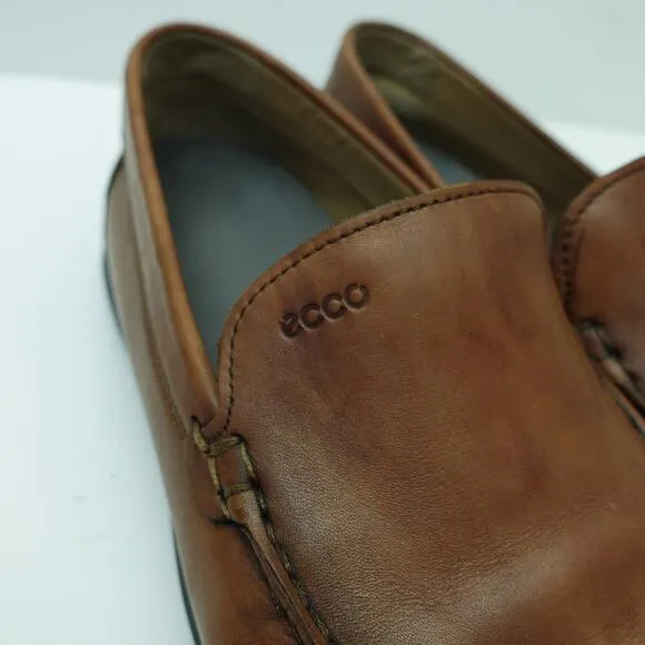Ecco Mens Pleasant Slip On Drivers Loafer Shoes Square Toe Brown Size 12-12.5