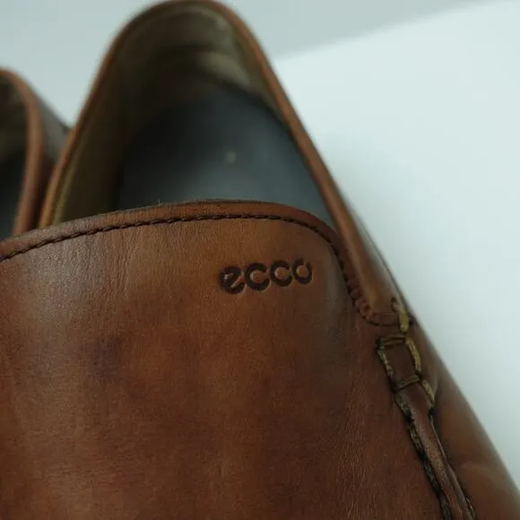 Ecco Mens Pleasant Slip On Drivers Loafer Shoes Square Toe Brown Size 12-12.5