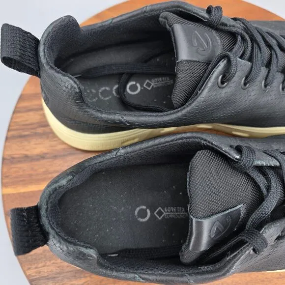 Ecco Street 720 Shoes Men's 11 45 Black Leather GTX Vented Casual Sneakers