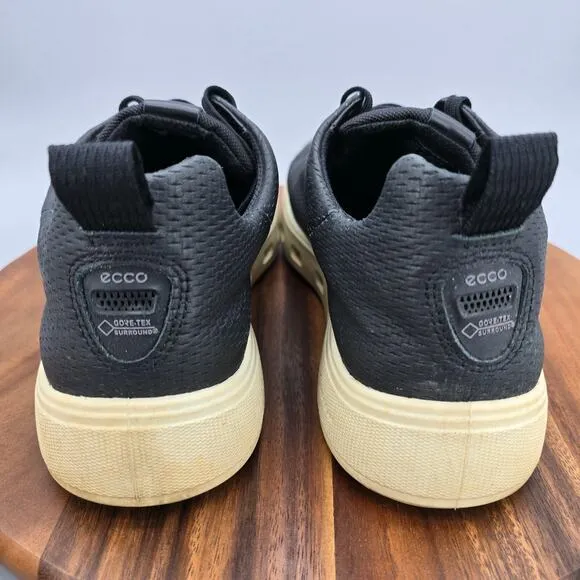 Ecco Street 720 Shoes Men's 11 45 Black Leather GTX Vented Casual Sneakers